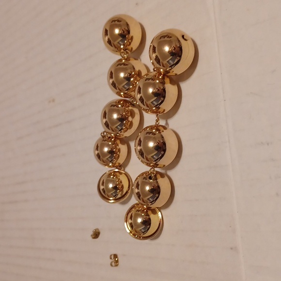 4/$40 New Large Gold Beaded Earrings - Picture 4 of 4